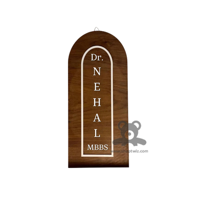 ShopTwiz Rectangle Wood White Acrylic Letter Name Plate for House and Office