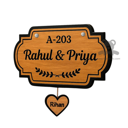 ShopTwiz Rectangle Wood Black Letter Name Plate for House and Office