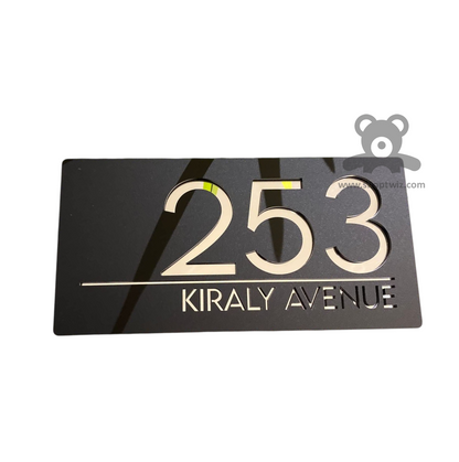 ShopTwiz Rectangle Black Golden And Black Acrylic Name Plate for House and Office