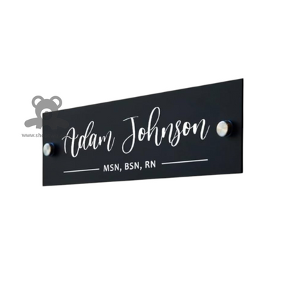 ShopTwiz Rectangle Black White Letter Name Plate for House and Office