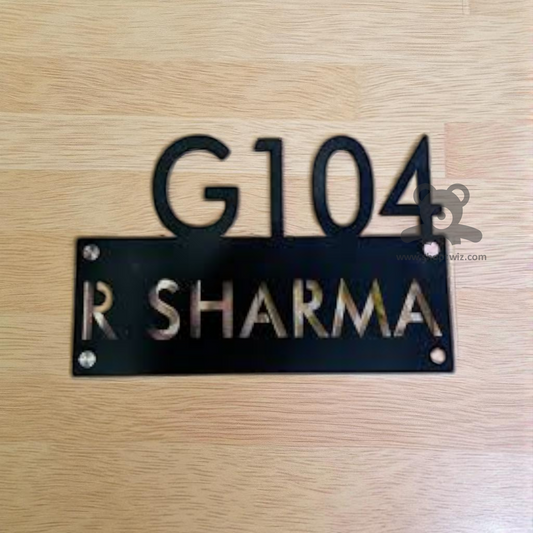 ShopTwiz Rectangle Wood Black Letter Name Plate for House and Office