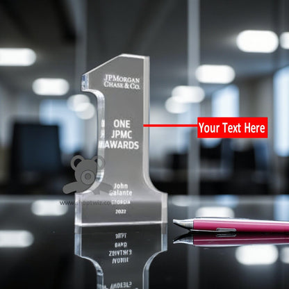 ShopTwiz Customized Number Acrylic Award – Personalize with Logo or Name | Elegant Corporate Recognition Gift