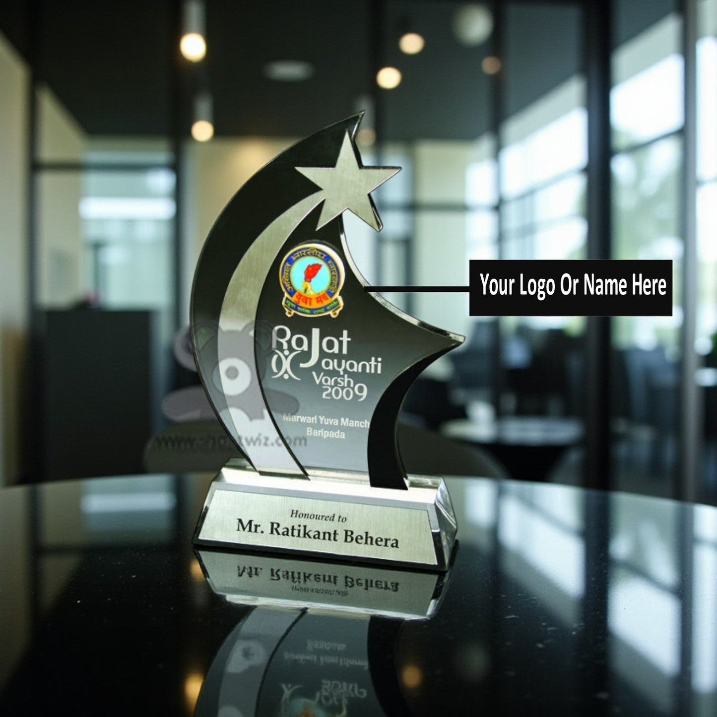 ShopTwiz Customized Acrylic Memento – Personalized Logo & Name Corporate Gift
