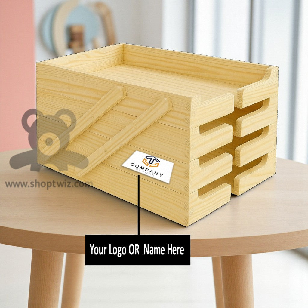 ShopTwiz Customized Wooden Basket – Personalize with Logo or Name | Elegant Corporate Gift