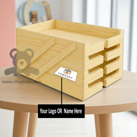 ShopTwiz Customized Wooden Basket – Personalize with Logo or Name | Elegant Corporate Gift