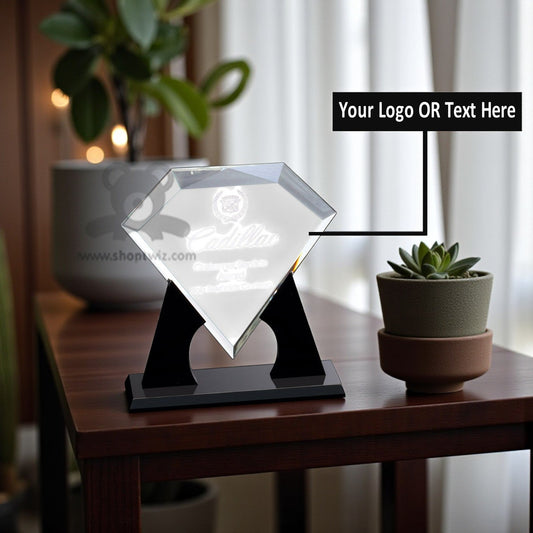 ShopTwiz Customized Diamond-Shaped Trophy – Personalized Logo & Name Corporate Gift