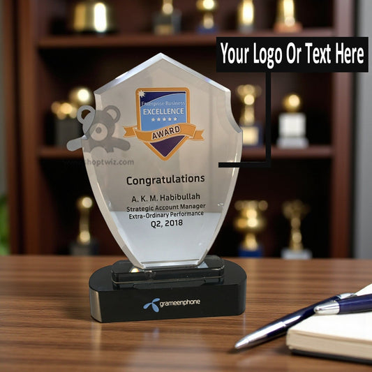 ShopTwiz Customized Crystal Trophy – Personalized Logo & Name Corporate Gift