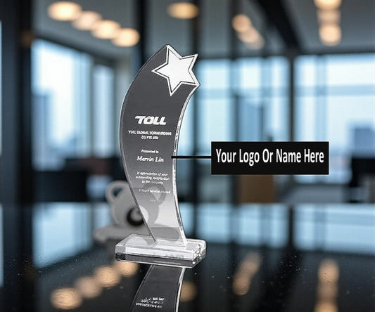 ShopTwiz Customized Shooting Star Trophy – Personalized Logo & Name Corporate Gift