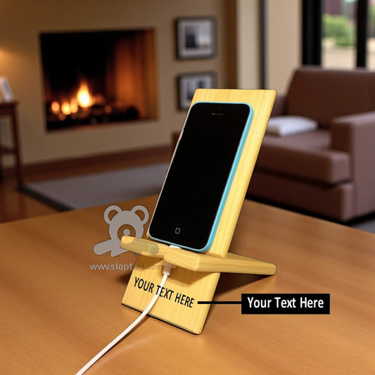 ShopTwiz Customized Wooden Mobile Stand – Personalize with Logo or Name | Elegant Corporate Gift