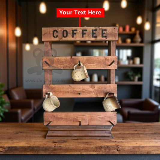 ShopTwiz Customized Wooden Coffee Stand – Personalize with Logo or Name | Elegant Corporate Gift