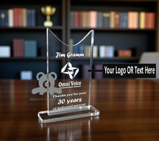 ShopTwiz Customized Acrylic Award Trophy – Personalized Logo & Name Corporate Gift