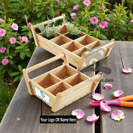 ShopTwiz Customized Wooden Flower Pot – Personalize with Logo or Name | Elegant Corporate Gift