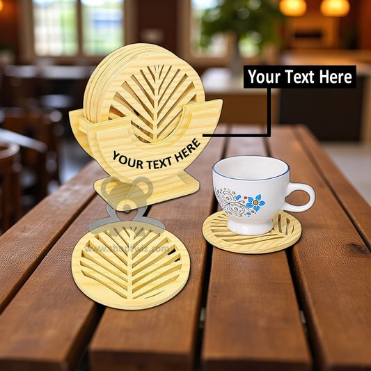 ShopTwiz Customized Wooden Coasters Set – Personalize with Logo or Name | Elegant Corporate Gift