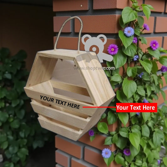 ShopTwiz Customized Wooden Hexagonal Basket – Personalize with Logo or Name | Elegant Corporate Gift