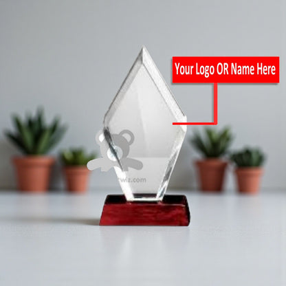 ShopTwiz Customized Crystal Glass Trophy – Personalized Logo & Name Corporate Gift