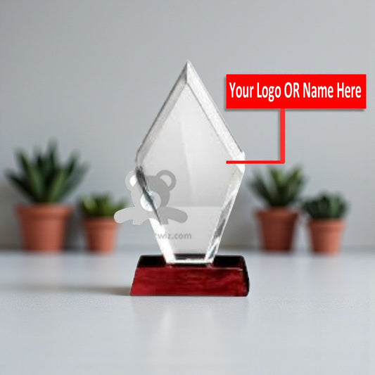 ShopTwiz Customized Crystal Glass Trophy – Personalized Logo & Name Corporate Gift