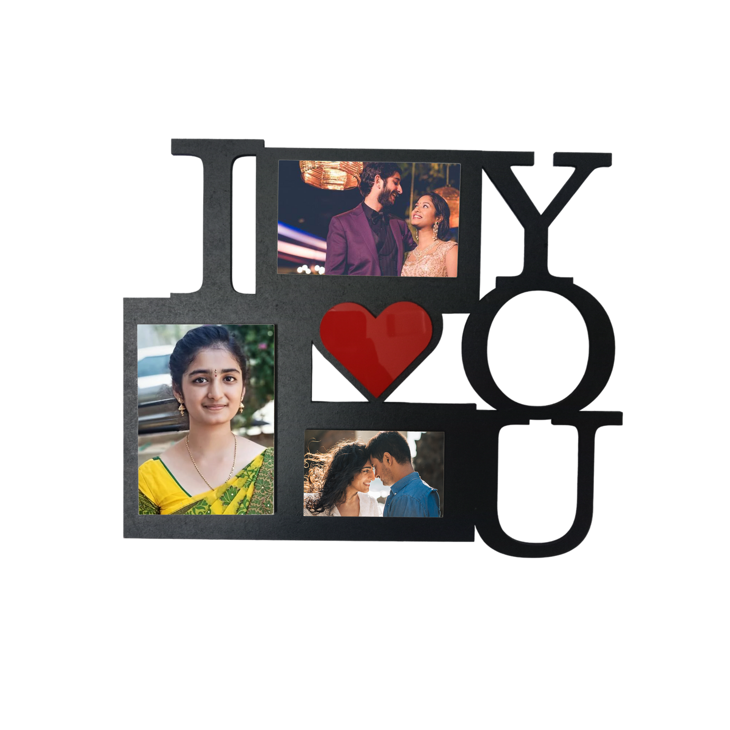 ShopTwiz I Love You Collage Photo Frame with 3 photos ( Customizable )