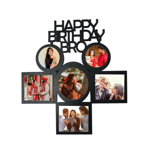 ShopTwiz Happy Birthday Bro Collage Photo Frame with 6 photos ( Customizable )