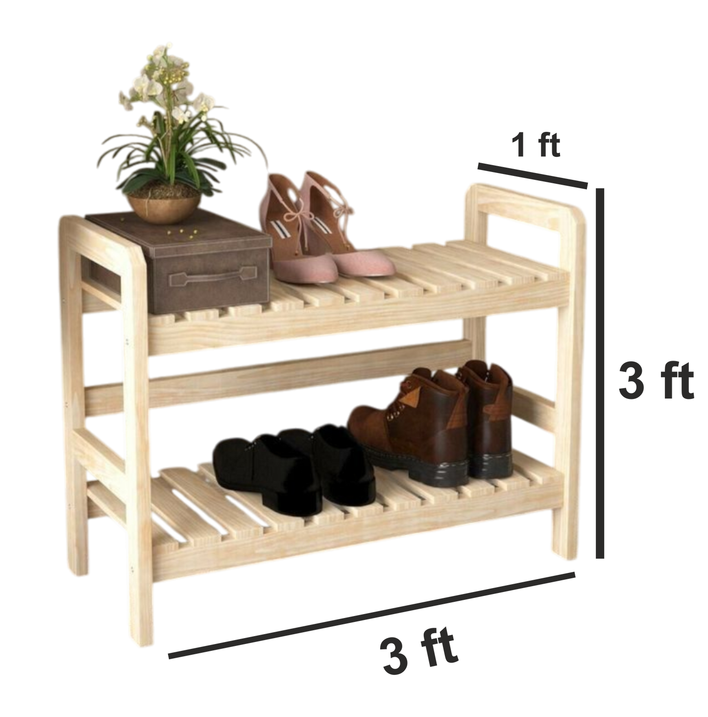 ShopTwiz Wooden Shoe and Pot Stand