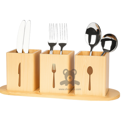 ShopTwiz Wooden Knife and Spoon Stand for Kitchen