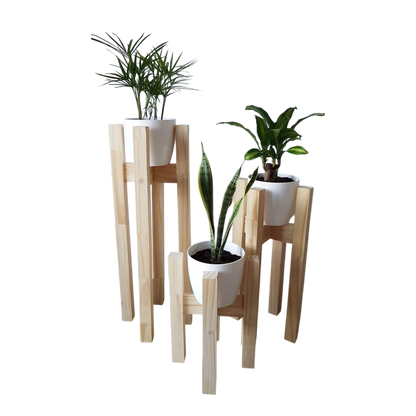 ShopTwiz Wooden Stool Plant Stand for Garden and House