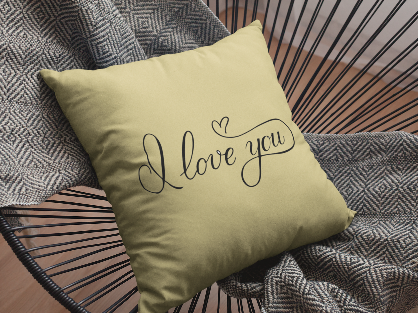 I Love  You Printed Cushion