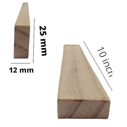 ShopTwiz Natural Pine Wood Rectangle Panel for Arts & Craft/Furniture/Decoration/Macrame, 10 Pieces (25 mm X12 mm x 10 inch)