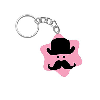 ShopTwiz Moustache Man Printed Wooden (Hexagon) Keyring