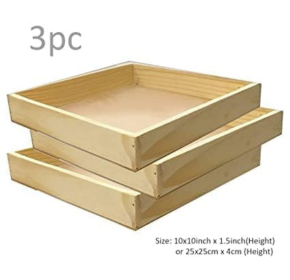 ShopTwiz 3pc Pinewood Tray Combo Ideal for Gift Packing (Size 25x25cm 4cm Height)