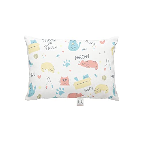 Prints and Cuts Toddler/Baby/New Born Pillow with Extra Soft Pillow Cover - Meaw or Never - 9" x 12" - Baby Pillow for Bedding, Bed Set - (Set of 1)