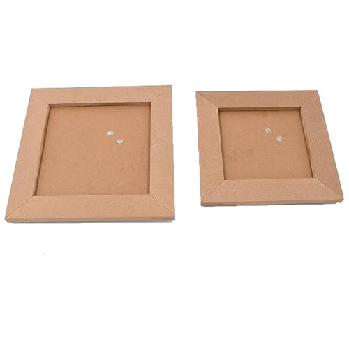 ShopTwiz Square Photo Frames - DIY Craft Materials - Plain MDF Wood - Blank Tabletop Photo Frames for Painting, Wooden Sheet Craft Board for Resin Art & Fluid Art, Mandala Art, Pyrography - Set of 2