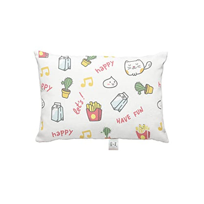 Prints and Cuts Toddler/Baby/New Born Pillow with Extra Soft Pillow Cover - Happy Cat Cactus - 9" x 12" - Baby Pillow for Bedding, Bed Set - (Set of 1)