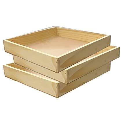 ShopTwiz 3pc Pinewood Tray Combo Ideal for Gift Packing (Size 25x25cm 4cm Height)