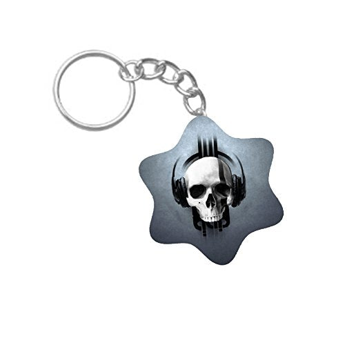 ShopTwiz DJ Skull Printed Wooden (Hexagon) Keyring