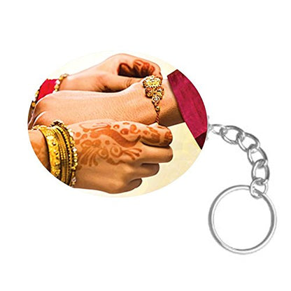 ShopTwiz Happy Rakhsha bandhan Printed Wooden (Oval Shape) Keyring