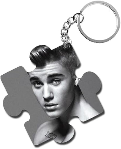 ShopTwiz Justin Bieber (B&W) Wooden Puzzle Key Ring (Set of 2)