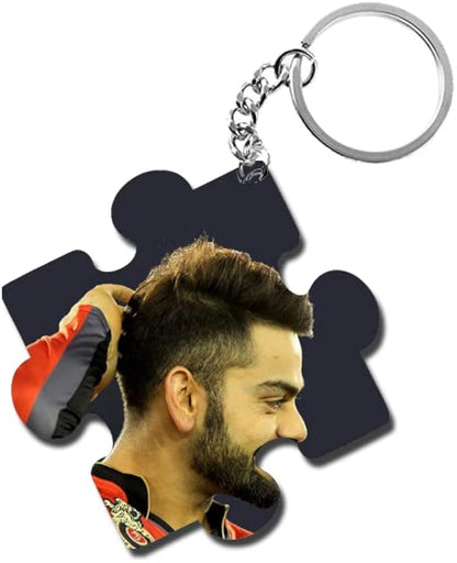 ShopTwiz Virat Kohli (RCB) Wooden Puzzle Key Ring (Set of 2)