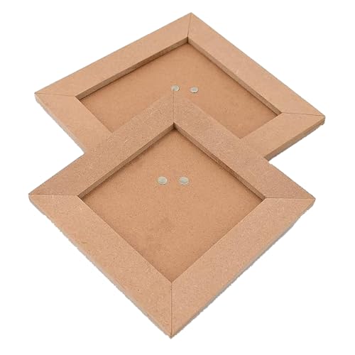 ShopTwiz Square Photo Frames - DIY Craft Materials - Plain MDF Wood - Blank Tabletop Photo Frames for Painting, Wooden Sheet Craft Board for Resin Art & Fluid Art, Mandala Art, Pyrography - Set of 2