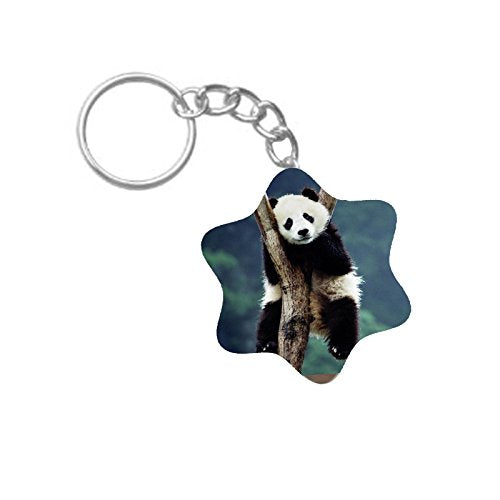 ShopTwiz Cute Panda Printed Wooden (Hexagon) Keyring