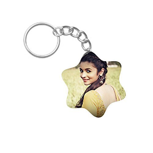 ShopTwiz Alia Bhatt Printed Wooden (Hexagon) Keyring