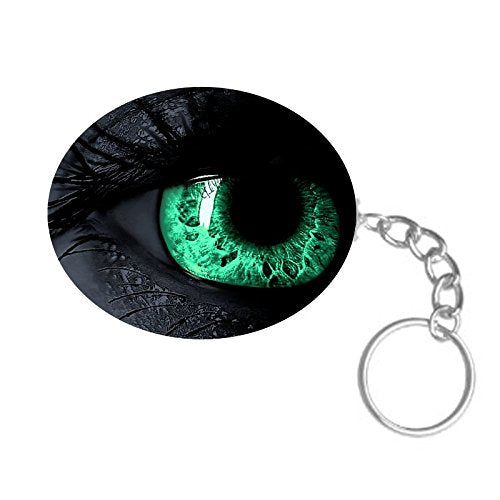 ShopTwiz Green Eyes Printed Wooden (Oval Shape) Keyring