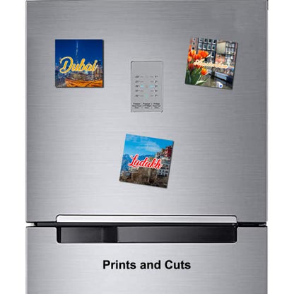 Prints and Cuts Dubai Set of Fridge Magnet and Key Chain (Combo)