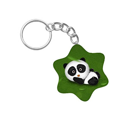 ShopTwiz Decent Panda Printed Wooden (Hexagon) Keyring