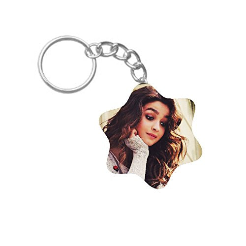 ShopTwiz Beautiful Alia Bhatt Printed Wooden (Hexagon) Keyring