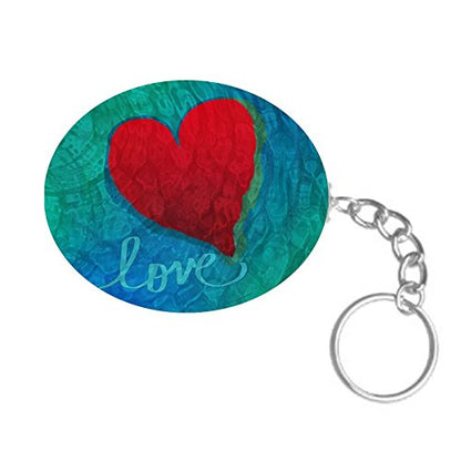 ShopTwiz Heart Love Printed Wooden (Oval Shape) Keyring