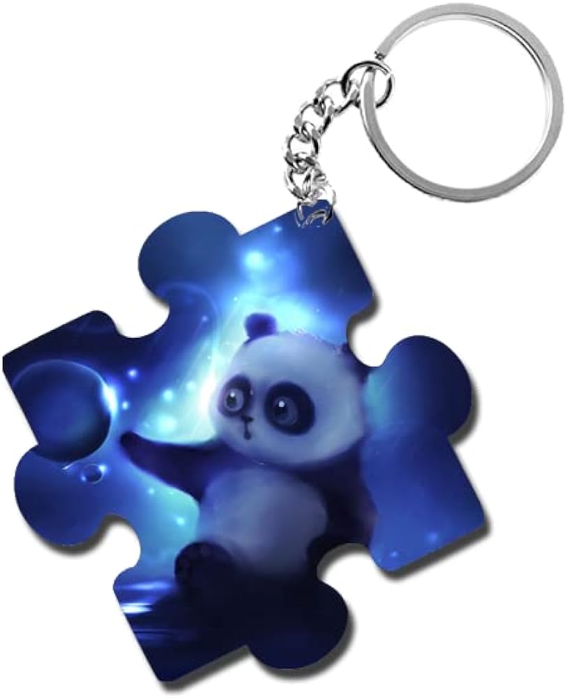 ShopTwiz Cutie Panda Wooden Puzzle Key Ring (Set of 2)