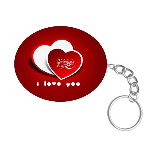 ShopTwiz I Love You Printed Wooden (Oval Shape) Keyring