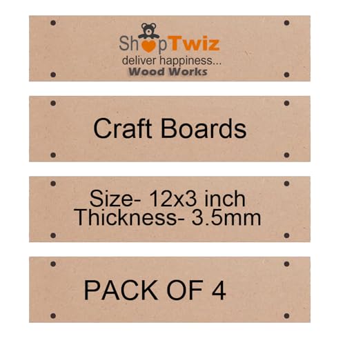 ShopTwiz Rectangular Hanging MDF Boards for Art and Craft 12x3 Inch-3.5mm Pine Wood Board Unfinished for DIY Home Embellishment Resin Art, Mandala Art, Pyrography, Painting (12x3 Inch, 8)