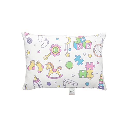 Prints and Cuts Toddler/Baby/New Born Pillow with Extra Soft Pillow Cover - Alphabet Socks - 9" x 12" - Baby Pillow for Bedding, Bed Set - (Set of 1)