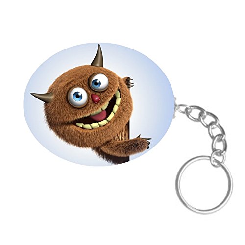 ShopTwiz Monster Printed Wooden (Oval Shape) Keyring